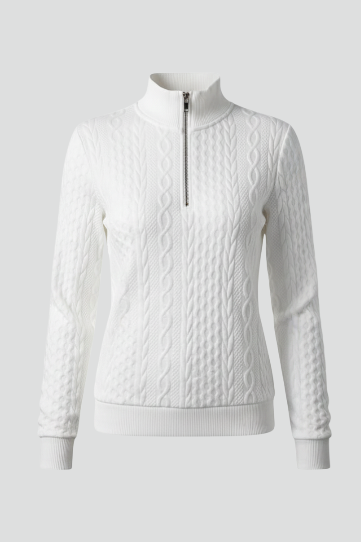 Women's Soft Cable Knit Quarter-Zip Sweater