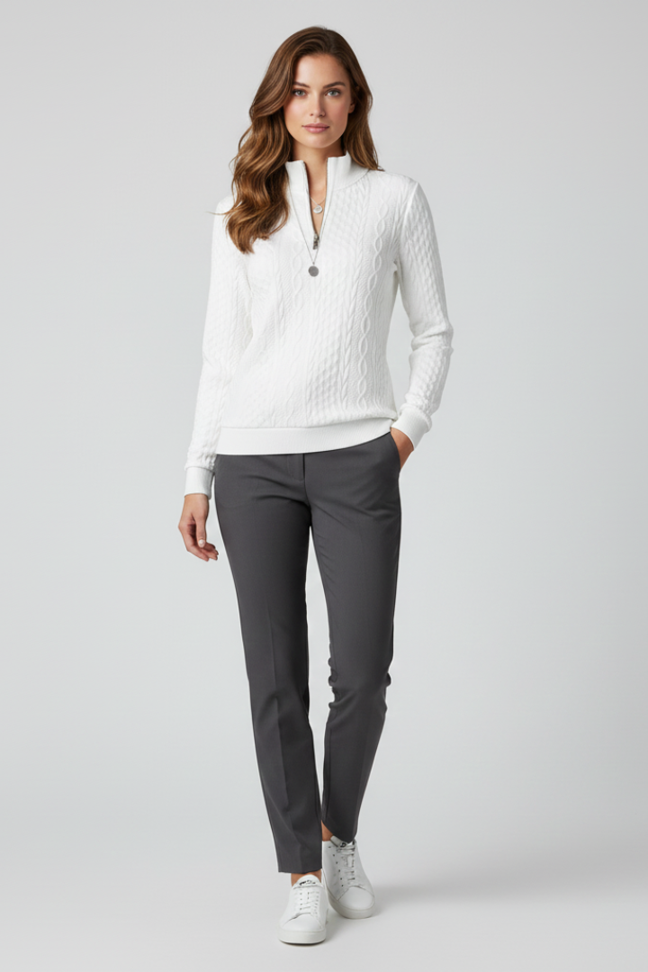 Women's Soft Cable Knit Quarter-Zip Sweater