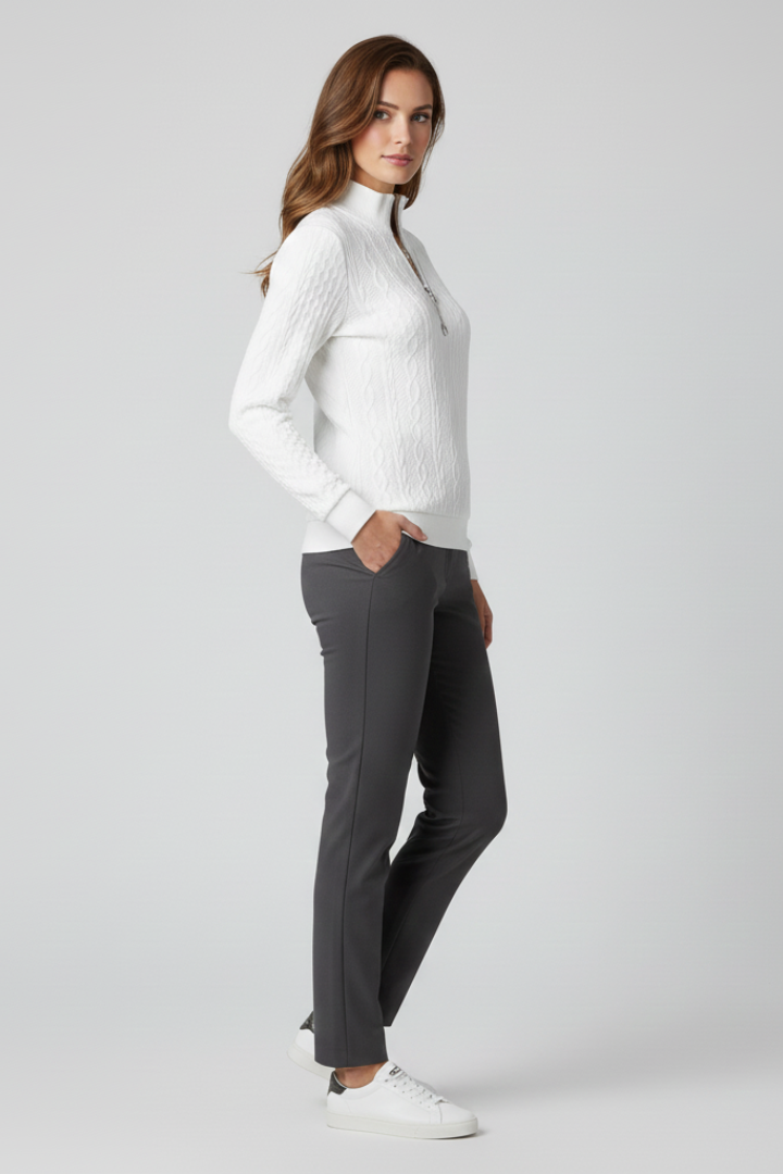 Women's Soft Cable Knit Quarter-Zip Sweater