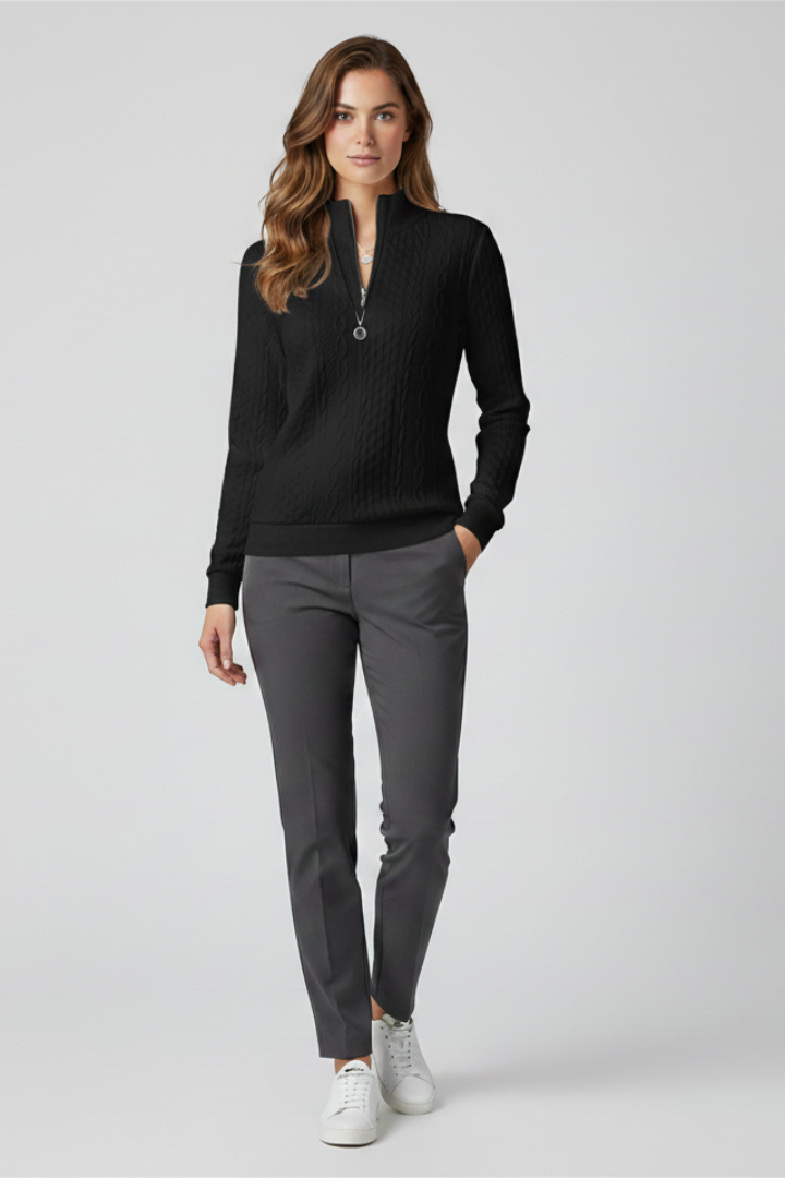 Women's Soft Cable Knit Quarter-Zip Sweater