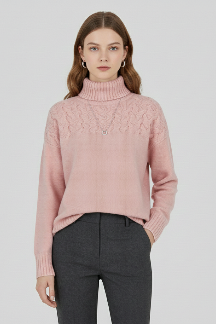 Cozy Cable Knit Turtleneck Sweater for Women