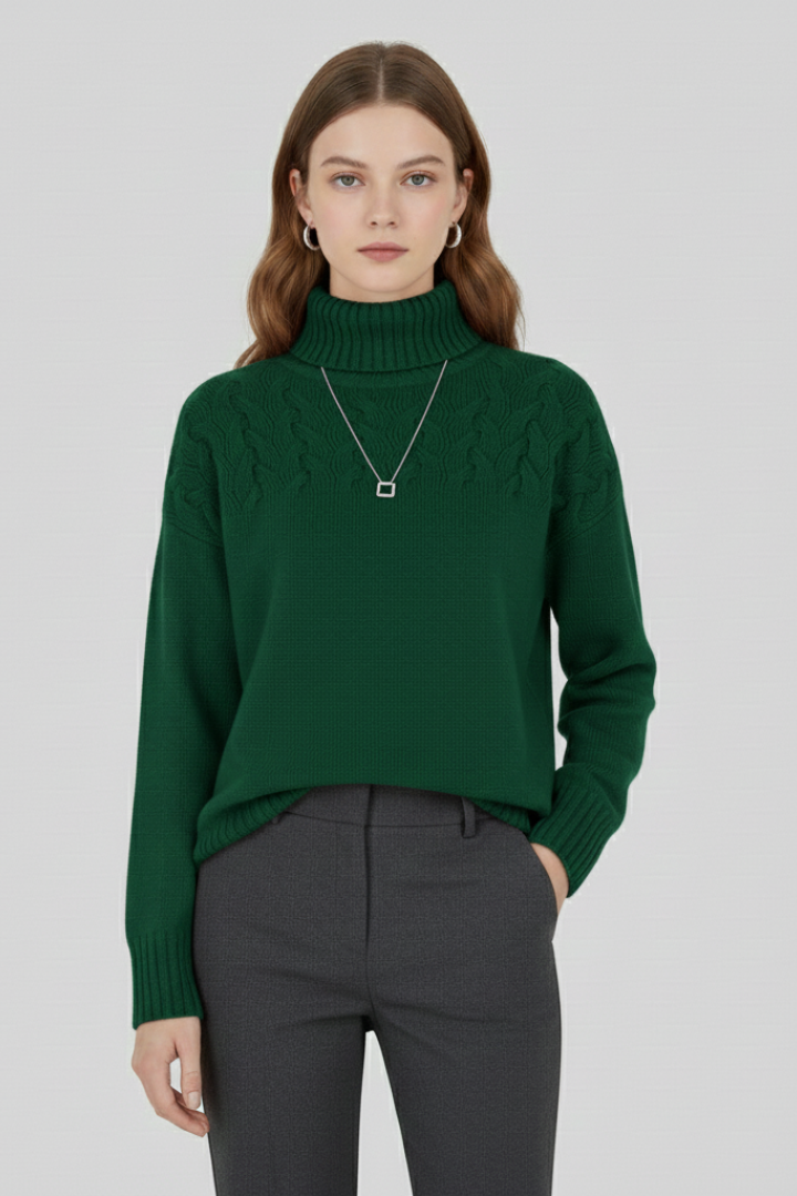 Cozy Cable Knit Turtleneck Sweater for Women