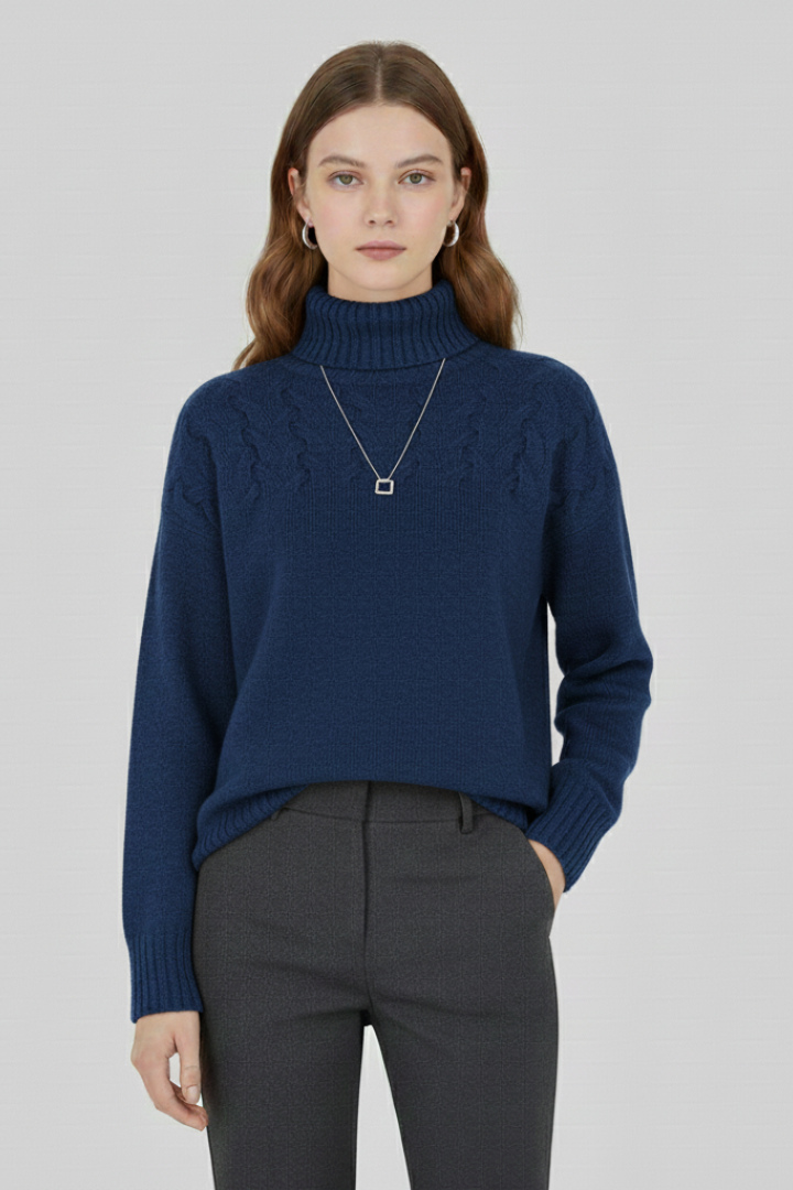 Cozy Cable Knit Turtleneck Sweater for Women