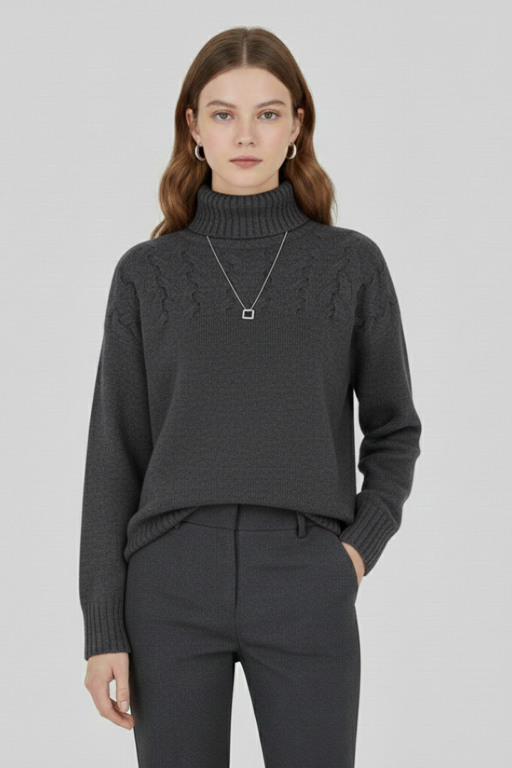 Cozy Cable Knit Turtleneck Sweater for Women