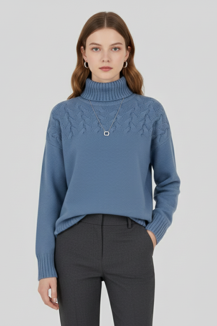 Cozy Cable Knit Turtleneck Sweater for Women