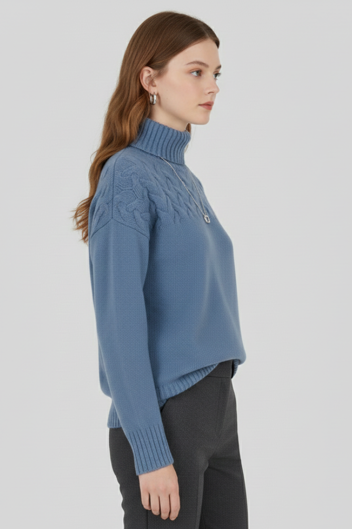 Cozy Cable Knit Turtleneck Sweater for Women