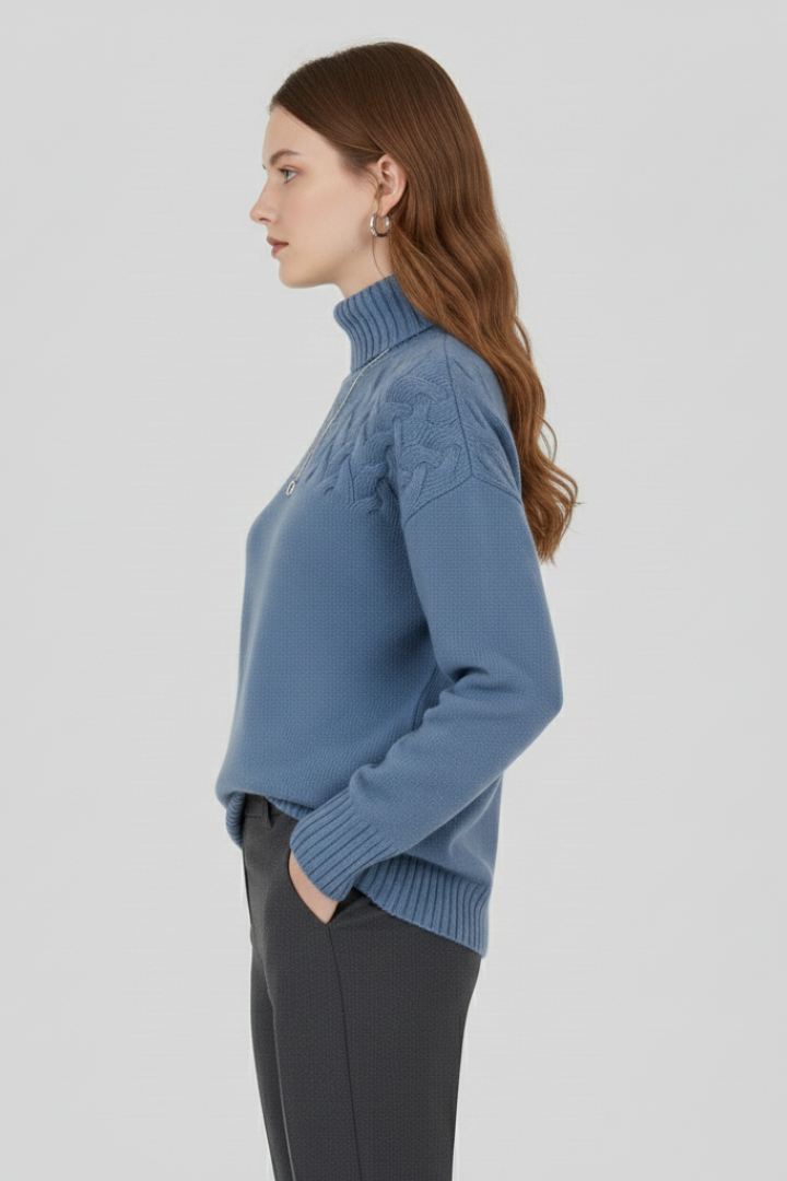 Cozy Cable Knit Turtleneck Sweater for Women