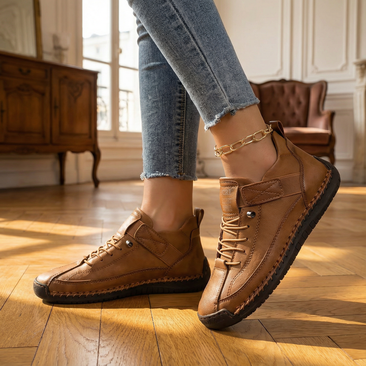 Naisten mukavat vegaaniset nahkaiset nauhalenkkarit