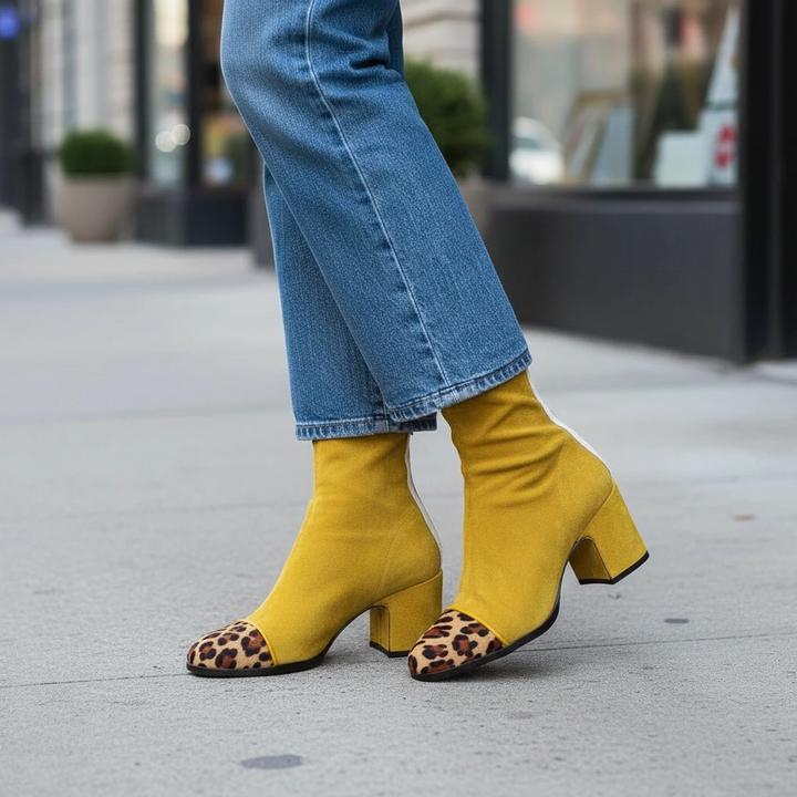 Bottines pour femmes à talon bloc et fermeture éclair arrière