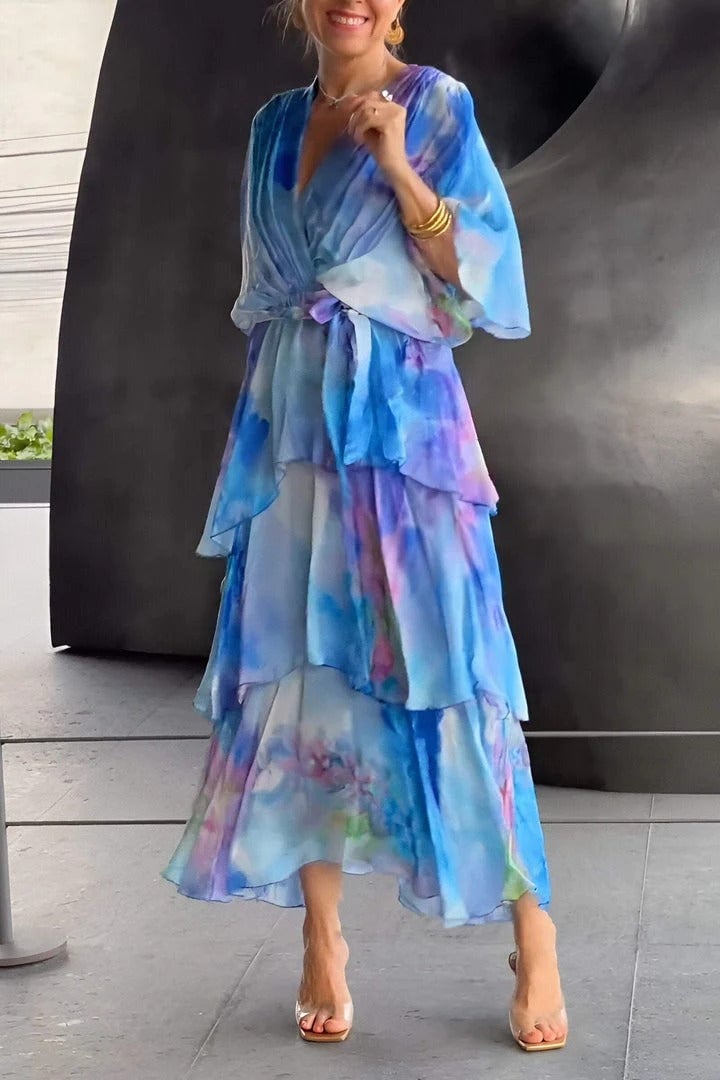 Elegant Bohemian Maxi Dress Women Chiffon-Polyester Flowing Bohemian Silhouette