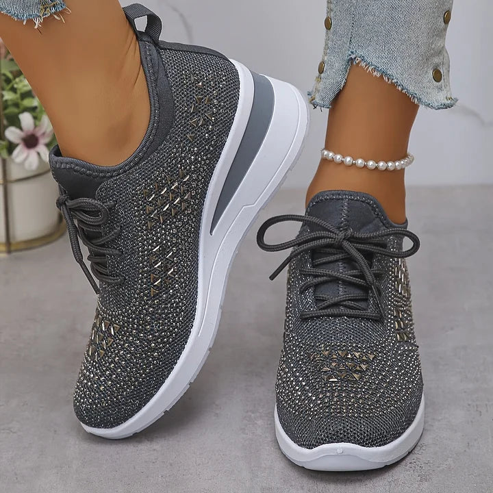 Chaussures orthopédiques élégantes pour femmes, tige en maille, paillettes scintillantes