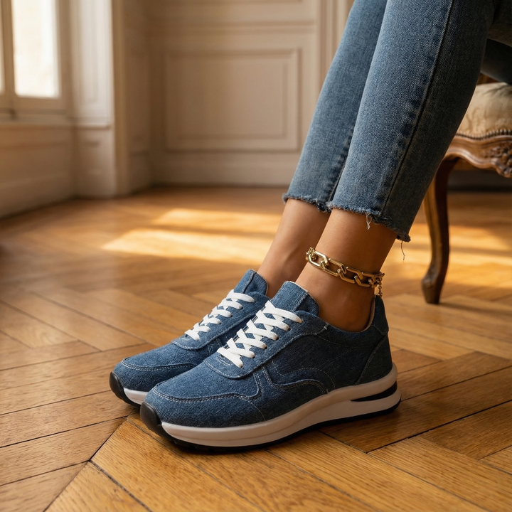 Women’s Cushioned Denim Lace-Up Sneakers