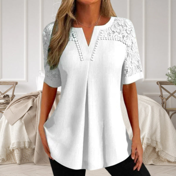 Women's Lightweight Summer Blouse with Lace Sleeves
