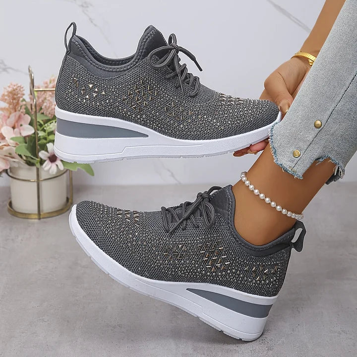 Chaussures orthopédiques élégantes pour femmes, tige en maille, paillettes scintillantes