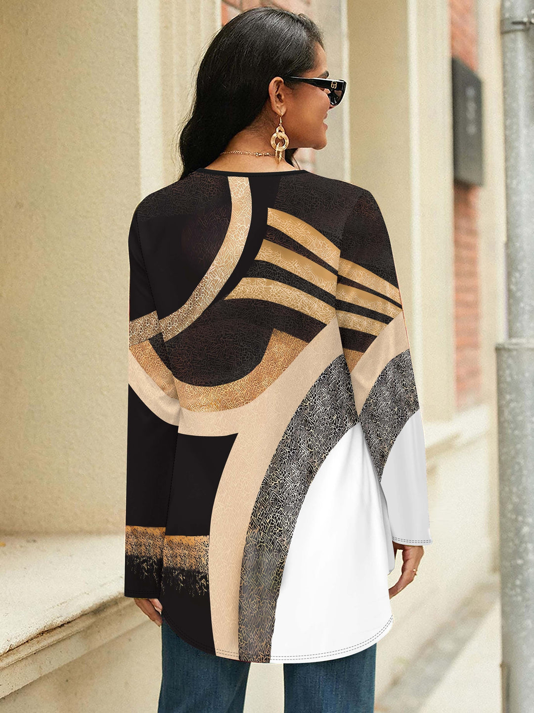 Casual Women’s Shirt with Modern Geometric Print