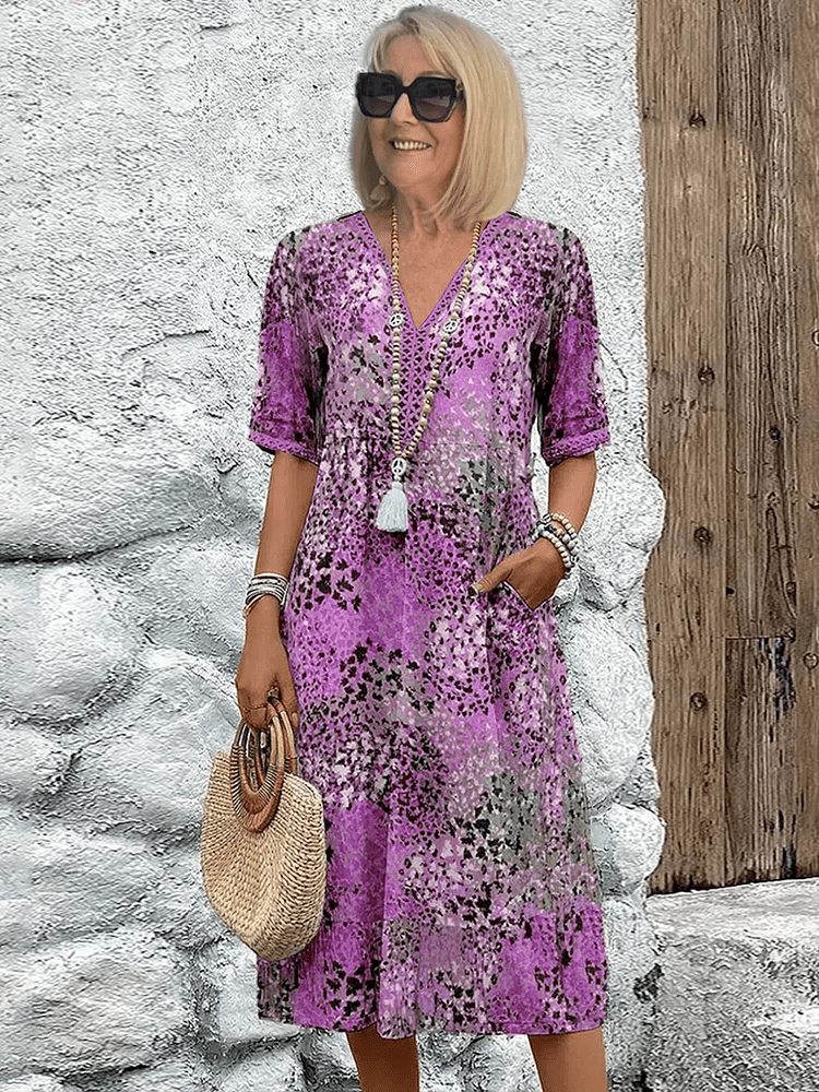 Women Floral Print Midi Dress | Breathable Fabric Relaxed Fit