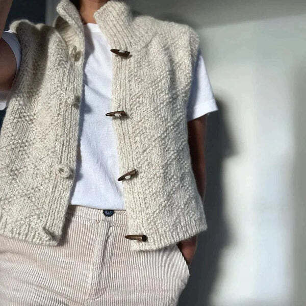 Cozy Knit Button-Front Sweater Vest
