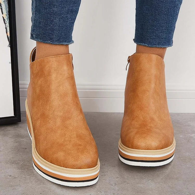 Bottes élégantes doublées de laine femmes cuir léger