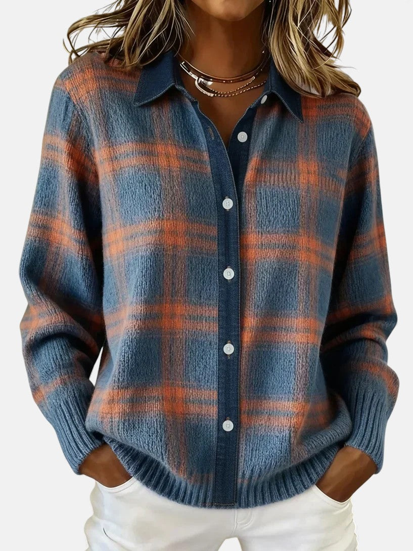Chemise boutonnée à carreaux confortable pour femme à porter au quotidien