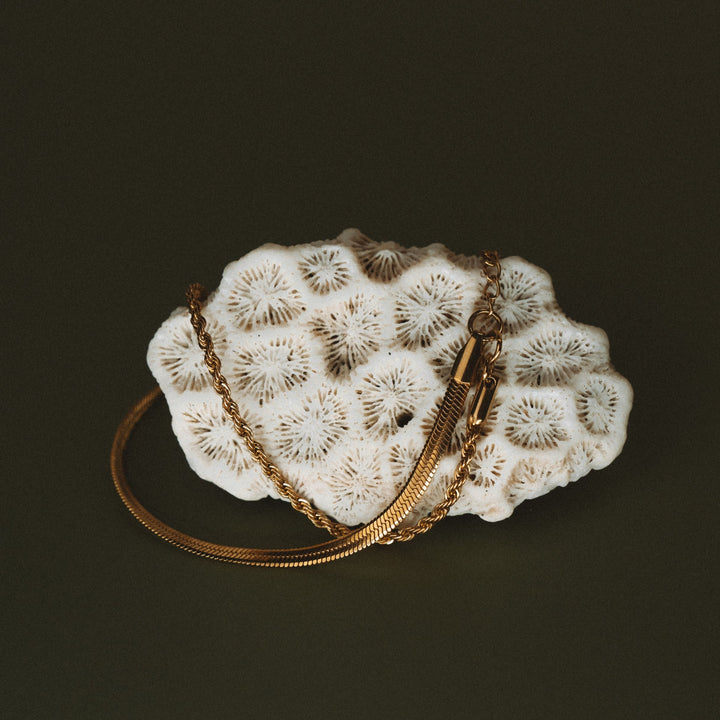 Bracelet à plusieurs rangs pour femme, en PVD hypoallergénique, double chaîne