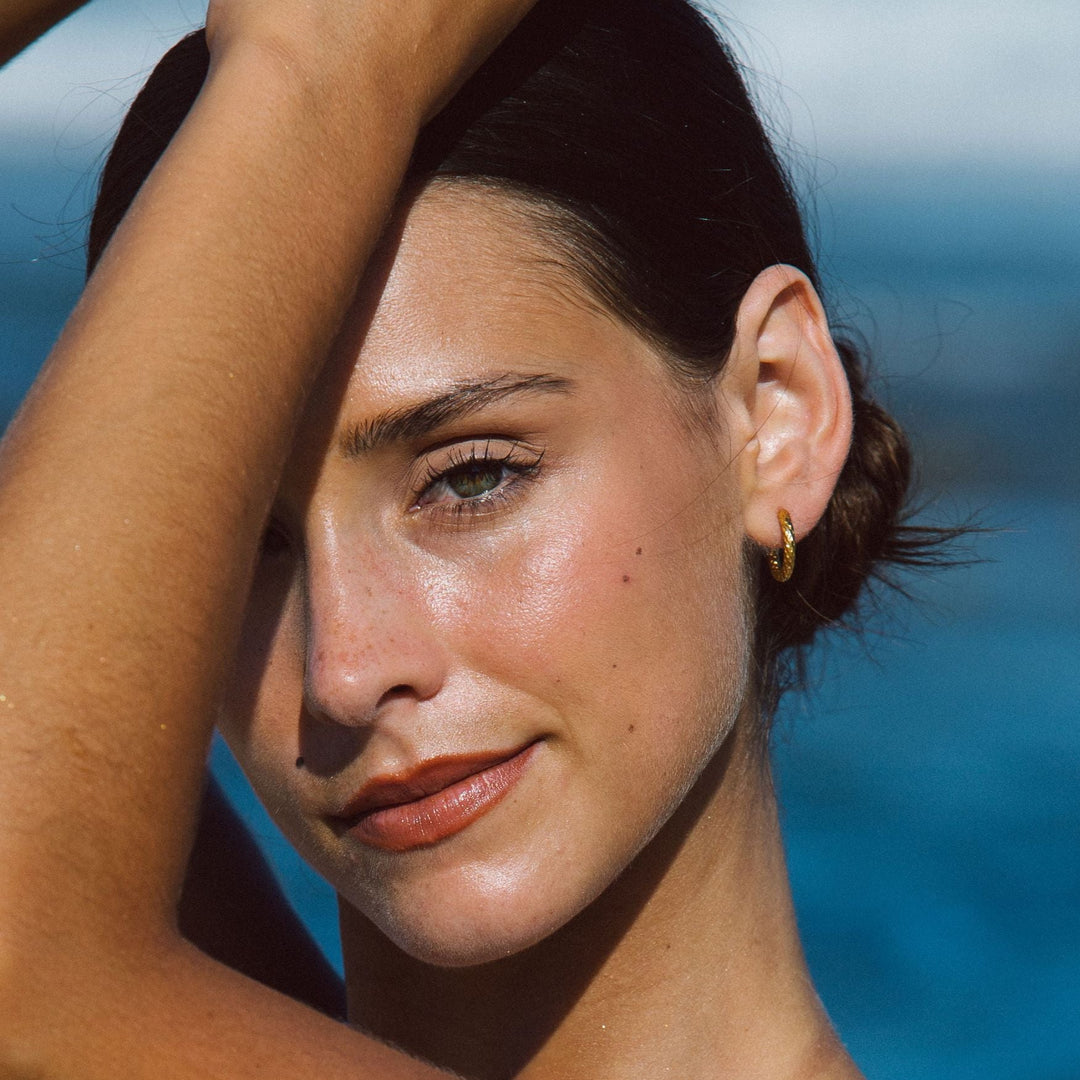 Women Hammered Earrings Gold Stainless Steel Waterproof