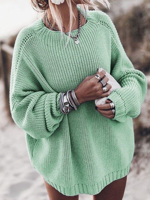 Chunky Knit Pullover Sweater with Relaxed Fit