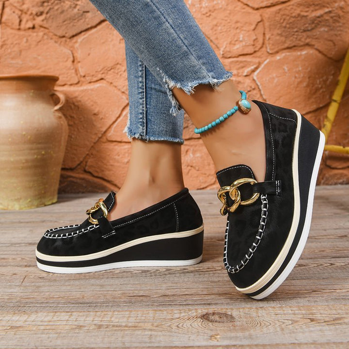 Damskie mokasyny na koturnie na platformie ortopedycznej z amortyzacją