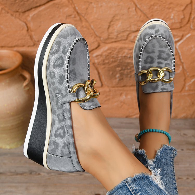 Damskie mokasyny na koturnie na platformie ortopedycznej z amortyzacją