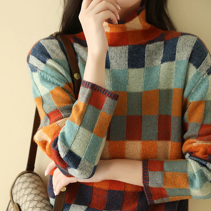 Women's Relaxed Fit Soft Patchwork Sweater