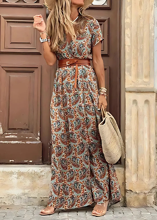 Robe Boho Maxi pour femmes avec silhouette fluide et taille élastique