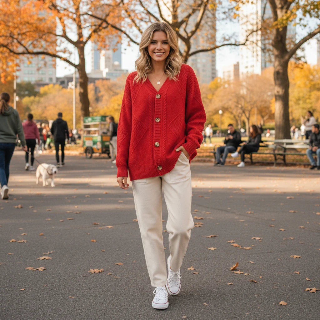 Cardigan boutonné en tricot confortable pour femme pour un confort quotidien