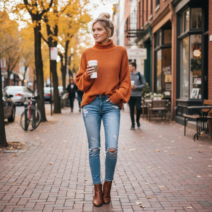 Kvinders bløde højhalsede striktrøje til komfort hele dagen