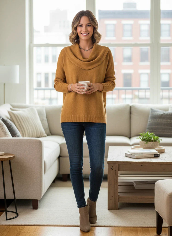 Elegant Comfort Women’s Soft Cowl Neck Knit Sweater