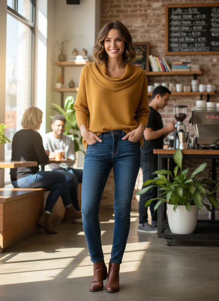 Elegant Comfort Women’s Soft Cowl Neck Knit Sweater