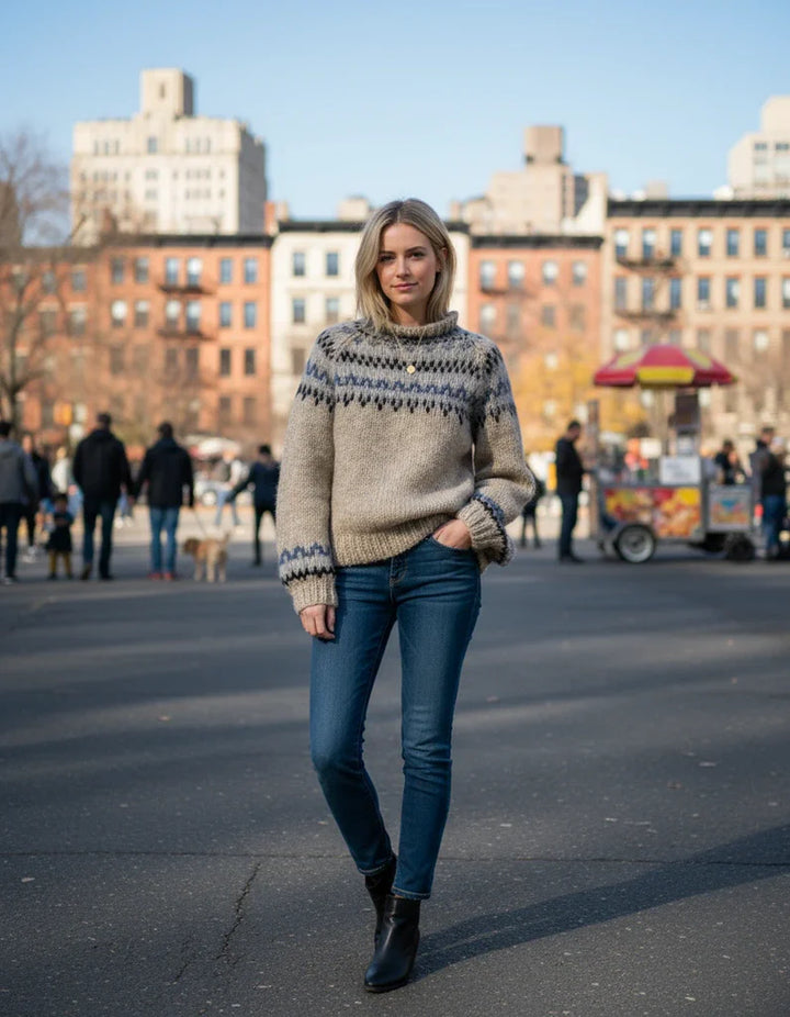 Cozy Women’s Thick Fair Isle Knit Sweater