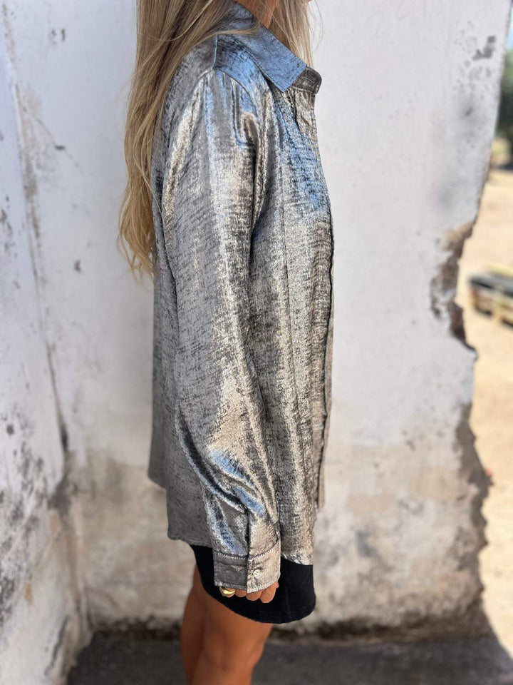 Radiant Shimmer Blouse Women's Polyester-Cotton Blend Lustrous & Flowy