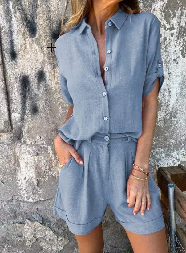 Luxe Breeze Linen Set Summer Outfit Unisex Linen Lightweight Breathable Wrinkle-Free