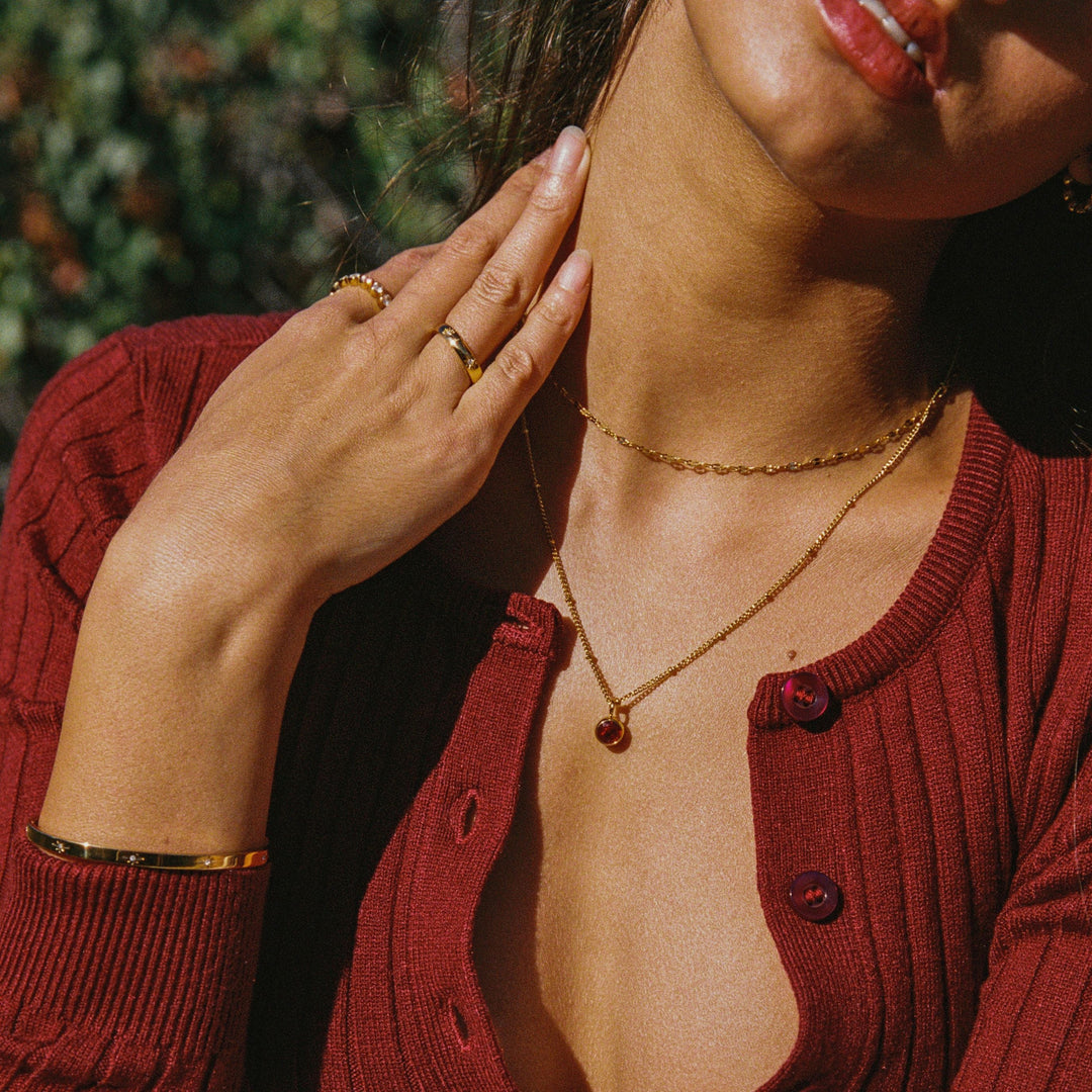 Birthstone Necklace  Personalized Jewelry for Women Stainless Steel