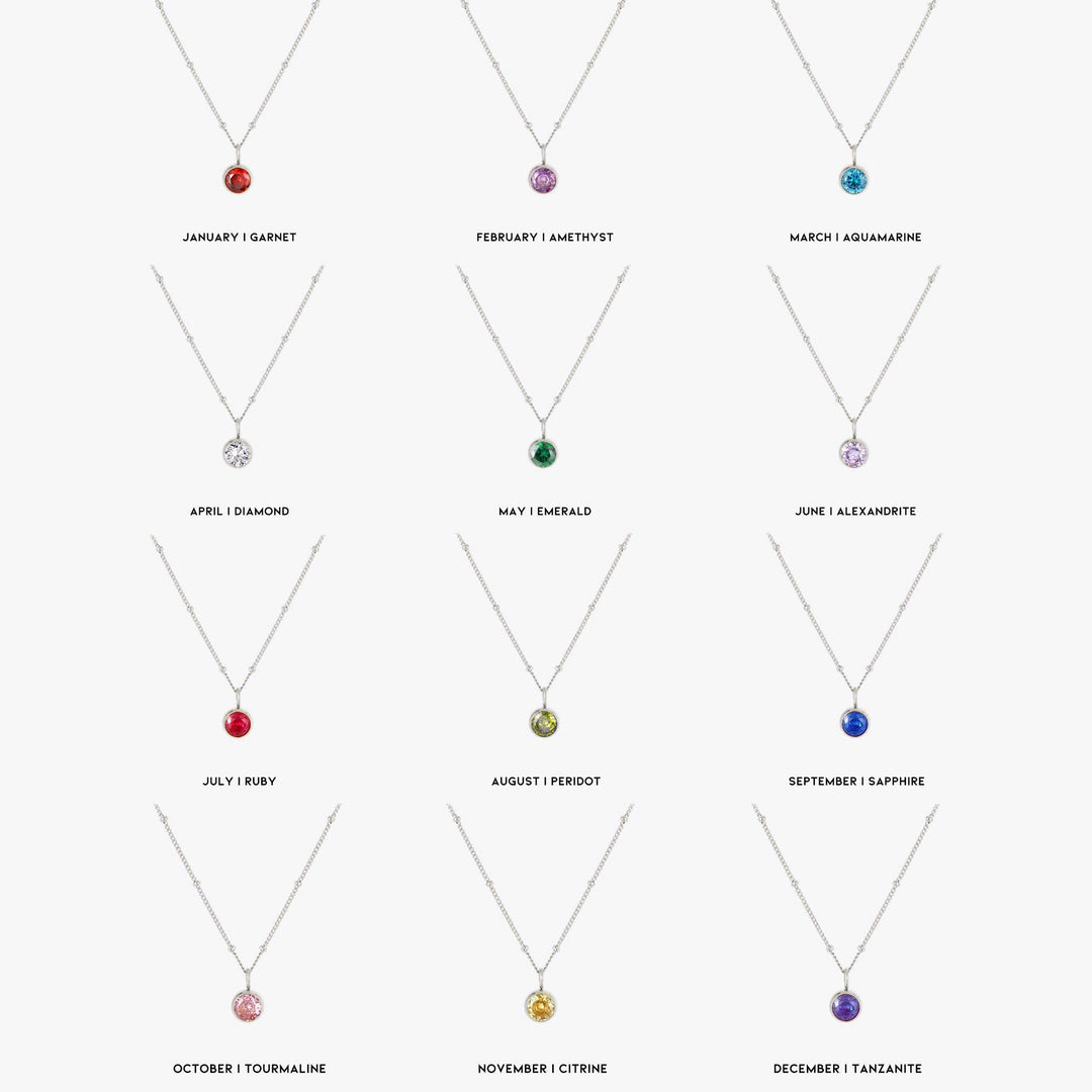 Birthstone Necklace  Personalized Jewelry for Women Stainless Steel