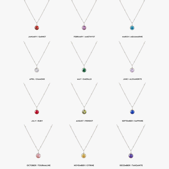 Birthstone Necklace  Personalized Jewelry for Women Stainless Steel