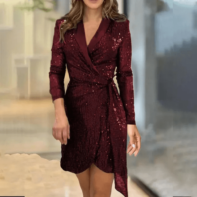 Elegant Women’s Wrap Dress with Delicate Shimmer