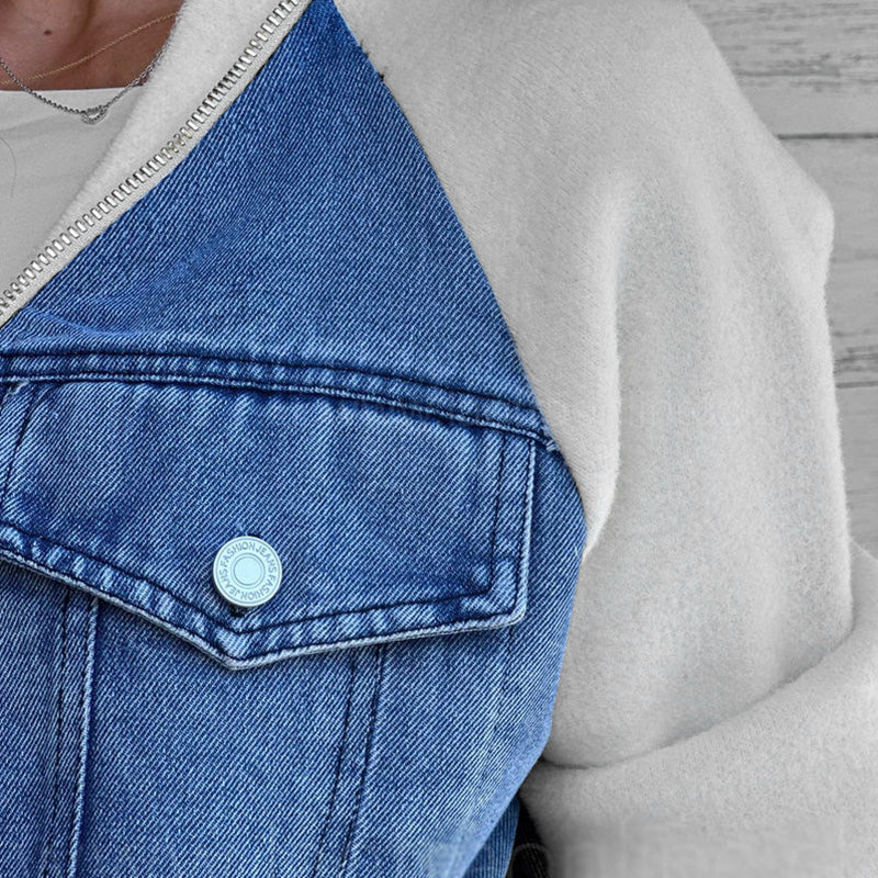 Women's Two-Tone Zip-Up Denim Jacket