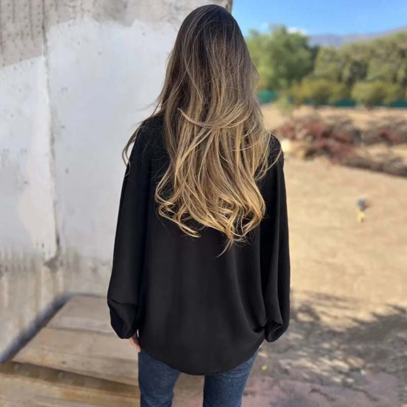 Women’s Elegant Puff Sleeve Blouse with Button Front