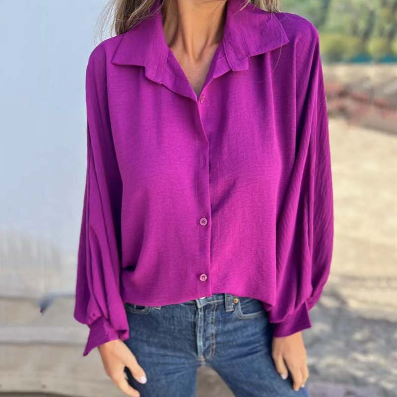 Women’s Elegant Puff Sleeve Blouse with Button Front