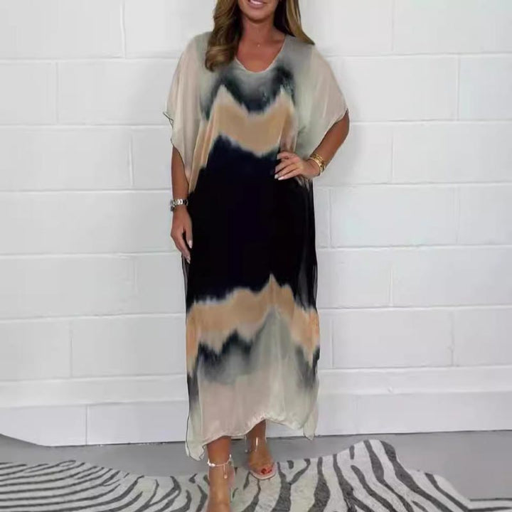 Flowy Gradient V-hals maxikjole for kvinner – lett og elegant