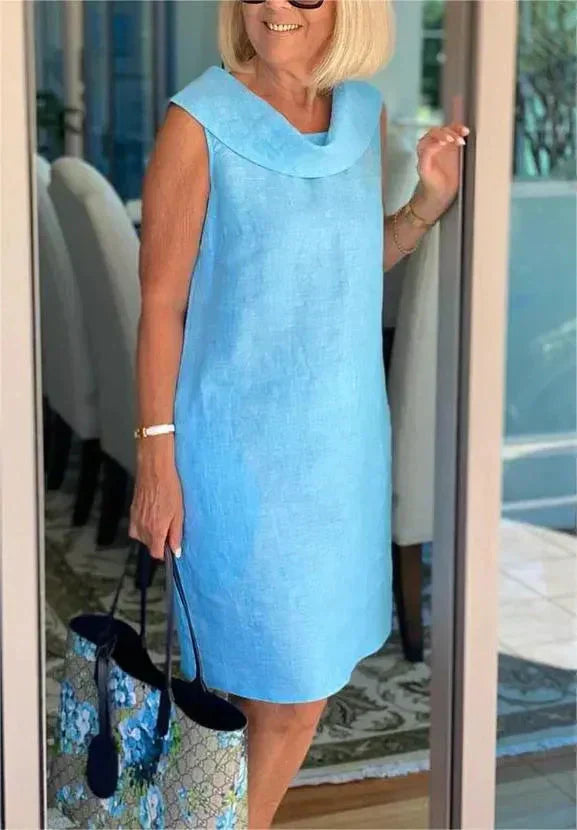 Women's Breathable Cotton Linen Midi Dress