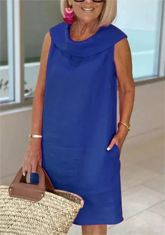 Women's Breathable Cotton Linen Midi Dress