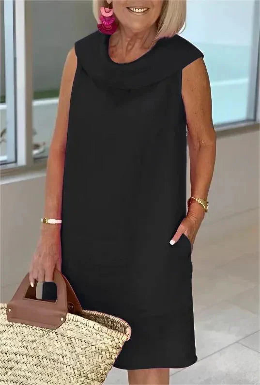 Women's Breathable Cotton Linen Midi Dress