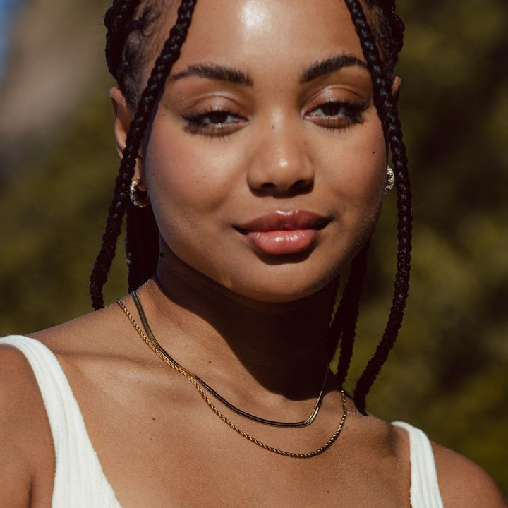 Women’s Double Layer Pendant Necklace (Gold, Stainless Steel, Adjustable)