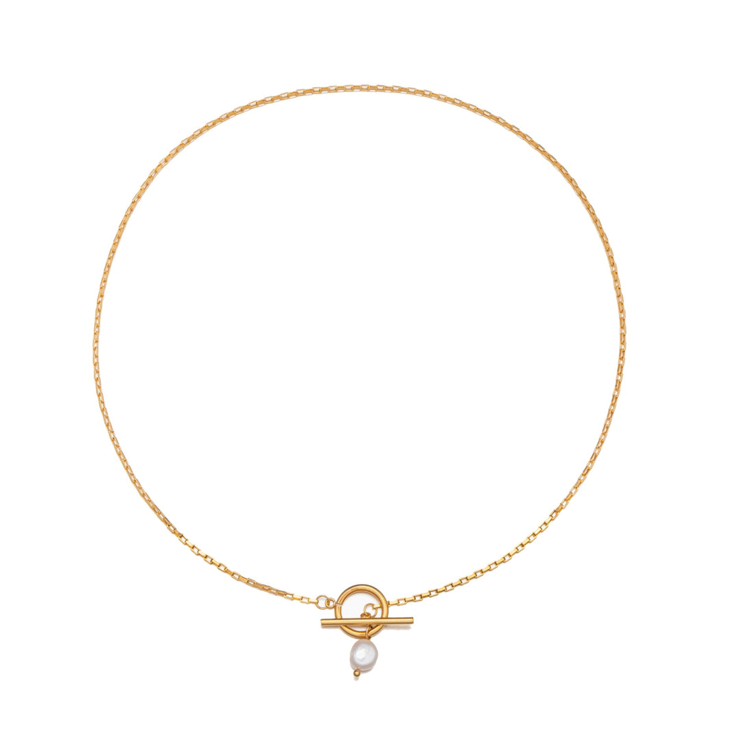 Pearl Necklace for Women in 18k Gold PVD, Waterproof, Hypoallergenic